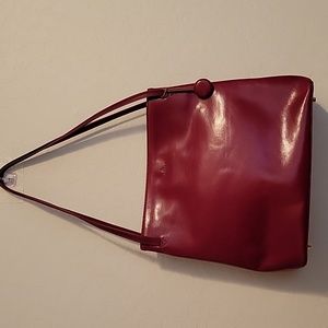 Monsac Burgundy Red Leather Shoulder Bag Tote